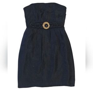 Alexia Admor Strapless Dress Small | Black Beaded Belt Cocktail Party Dress